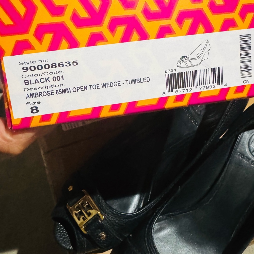 Slightly Used Tory Burch Black Wedge Shoes